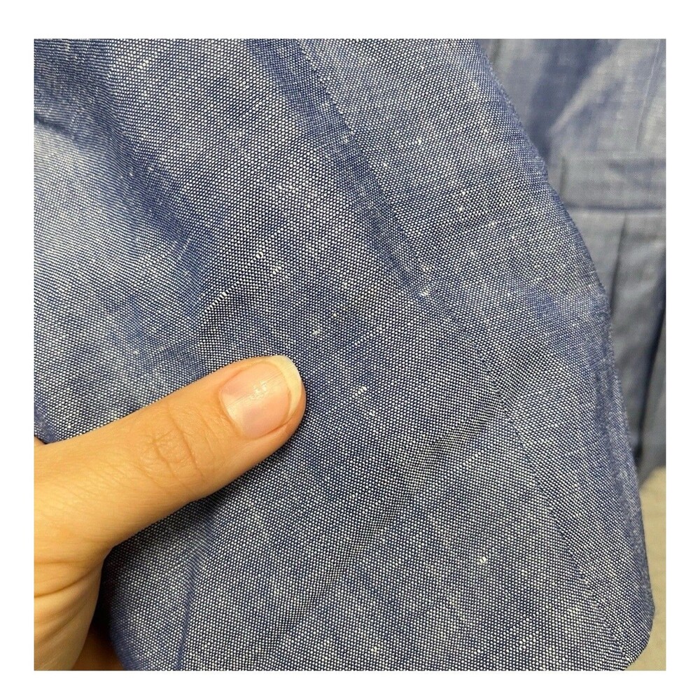 Lafayette 148 Blazer Womens 8 Blue Linen Wool Chambray Classy Preppy Nautical - Picture 6 of 12